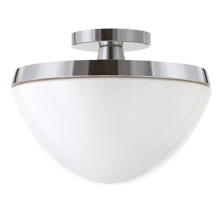 Hudson & Canal Henn w/ Hart  Durant Polished Nickel Semi Flush Mount Ceiling Light with White Milk Glass SF0805